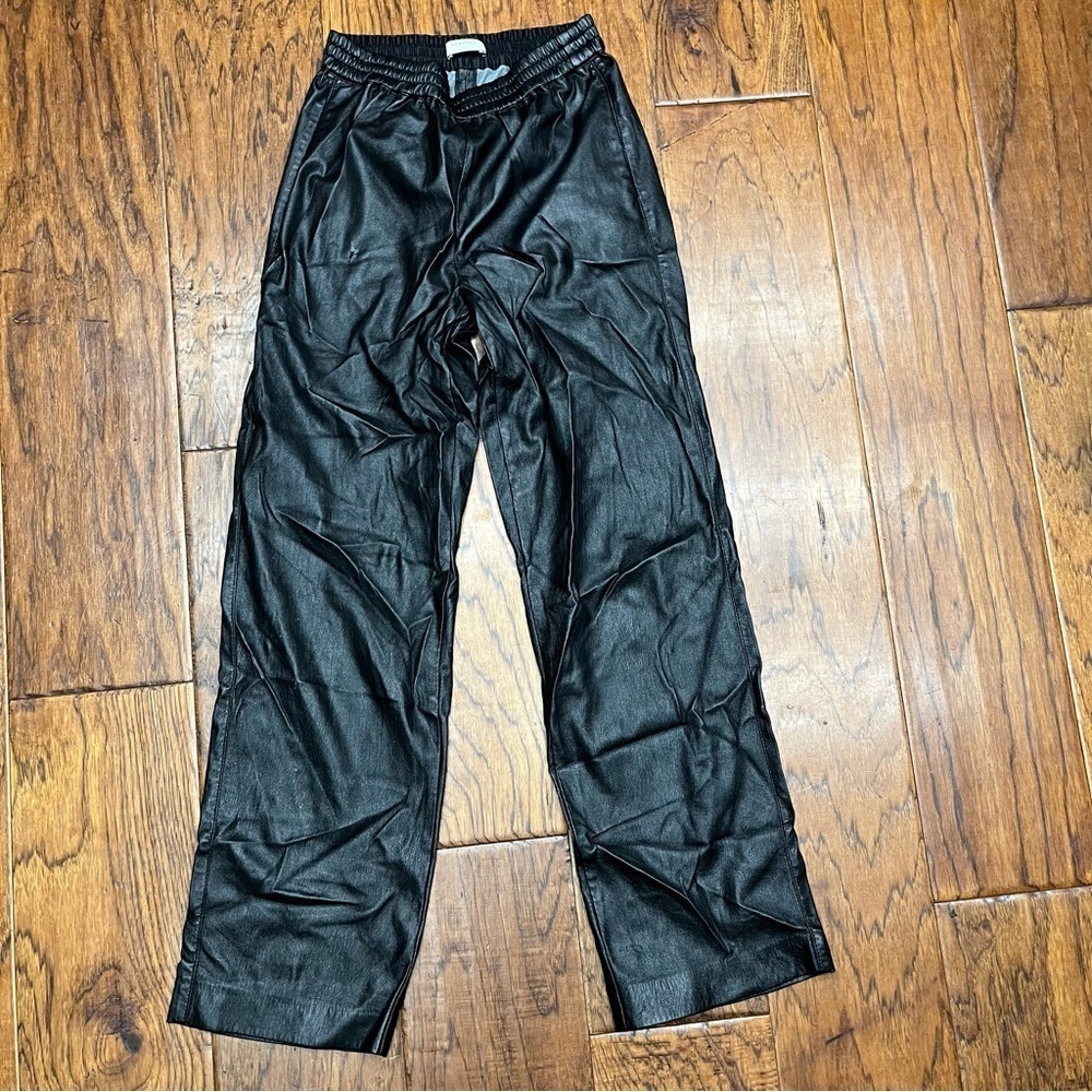 Babaton vegan leather Straight Leg Pants